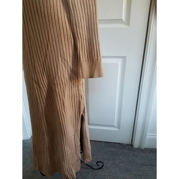 WAYF Dede X Emily BFF Camel Tan Ribbed  Long Sleeve Sweater Dress Womens Size XS - Picture 7 of 10